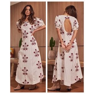 FREE PEOPLE Cactus Flower Embroidered Cotton Dress (S)